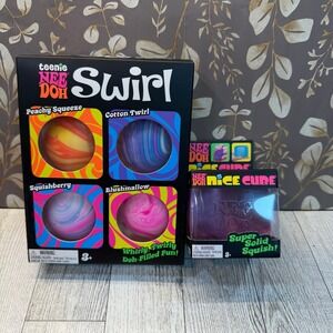 NeeDoh Teenie SWIRL Multicolor 4 Pack PLUS Nice cube Purple Squishy Toy Sensory